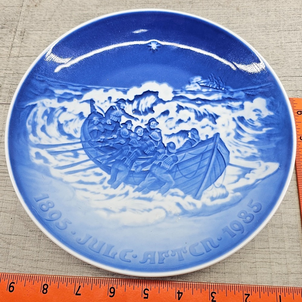 Vintage Bing & Grondahl Copenhagen LIFEBOAT AT WORK Porcelain 9" Plate with 1895